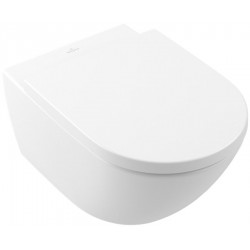 Wall-mounted toilet & toilet seat soft closing, style: Wrapover hidden fixation Rimless 56x37 surface: Matt, color: White Wall-mounted