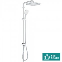 Shower slider rail with head material: Brass With diverter 92cm, 25x25cm, color: Chrome surface: Glossy Shower rails with head