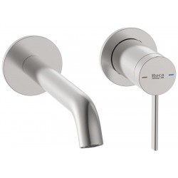 Wash basin tap Wall-mounted - external part 2 holes mixer Without waste, color: Chrome material: Brass surface: Brushed Wall-mounted - external part