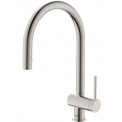 Kitchen tap Deck-mounted material: Brass with shower, color: Chrome surface: Brushed Deck-mounted
