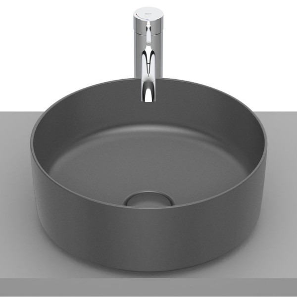 Νιπτήρας ελευθέρας τοποθέτησης 37x37x14 από πορσελάνη χωρίς οπή  χωρίς υπερχείλιση Round, Onyx, χρώμα: Μαύρο επιφάνεια: Ματ Ελευθέρας τοποθέτησης