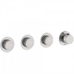 Μπαταρία ντουζιέρας εντοιχιζόμενη εξωτερικό μέρος 3 εξόδων 4 οπών αναμεικτική από ορείχαλκο με ξεχωριστές εξόδους Stainless Steel Finish, χρώμα: Χρωμέ επιφάνεια: Βουρτσισμένη Εντοιχιζόμενες εξωτερικό μέρος