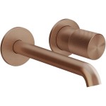 Wash basin tap Wall-mounted - external part 2 holes mixer Without waste, color: Bronze material: Brass surface: Brushed Wall-mounted - external part