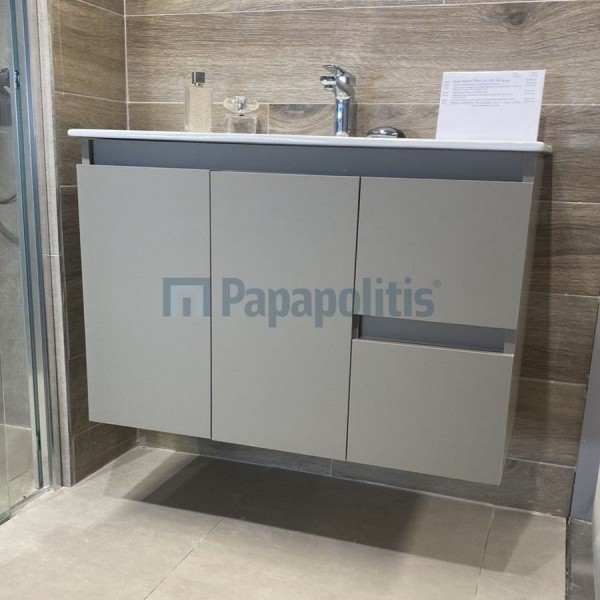 Furniture base with washbasin 90x46x60 material: Lacquer 1 basin wall mounted, color: Wood Oak Cabinets with wash basin Furniture base with washbasin 90x46x60 material: Lacquer 1 basin wall mounted, color: Wood Oak Cabinets with wash basin