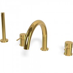 Μπαταρία μπανιέρας επικαθήμενη κομπλέ από ορείχαλκο 4 οπών, Gold, χρώμα: Χρυσό επιφάνεια: Γυαλιστερή Επικαθήμενες