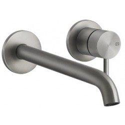 Wash basin tap Wall-mounted - external part 2 holes mixer Without waste, color: Chrome material: Inox surface: Brushed Wall-mounted - external part