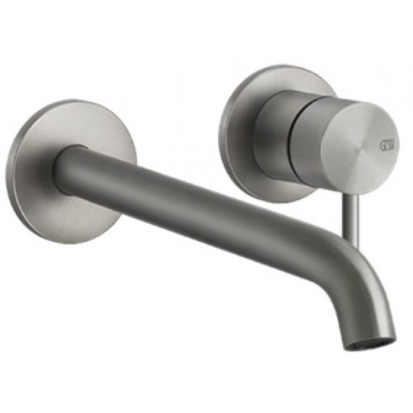 Wash basin tap Wall-mounted - external part 2 holes mixer Without waste, color: Chrome material: Inox surface: Brushed Wall-mounted - external part