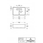 Sink Ceramic 79,5x50 surface: Matt free nested 2 cabinet, color: Black Ceramic