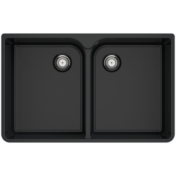 Sink Ceramic 79,5x50 surface: Matt free nested 2 cabinet, color: Black Ceramic