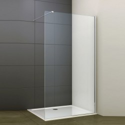 Καμπίνα ντουζιέρας ευθύγραμμη 80x220 8mm σταθερή με βραχίονα στήριξης επιφάνεια: Γυαλιστερή, χρώμα: Χρωμέ Ευθύγραμμες