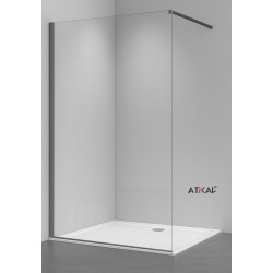 Καμπίνα ντουζιέρας ευθύγραμμη 90x200 8mm σταθερή με βραχίονα στήριξης, Brushed Gun Metal επιφάνεια: Βουρτσισμένη, χρώμα: Γκρι Σκούρο Ευθύγραμμες