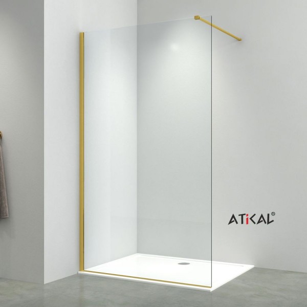 Shower enclosure Linear 100x200 8mm fixed surface: Brushed, color: Gold Linear Shower enclosure Linear 100x200 8mm fixed surface: Brushed, color: Gold Linear