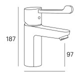 Special needs wash basin mixer S-Size Υ18,7cm, color: Chrome material: Brass Special needs wash basin mixer S-Size Υ18,7cm, color: Chrome material: Brass Accessible wash basin taps