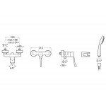 Μπαταρία μπανιέρας ΑΜΕΑ με τηλέφωνο, σπιράλ & στήριγμα, χρώμα: Χρωμέ από ορείχαλκο Μπαταρίες μπανιέρας ΑΜΕΑ