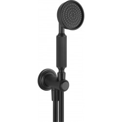 Shower head W/ hose, holder and outlet elbow 1 jet 150cm, color: Black surface: Matt Hand showers