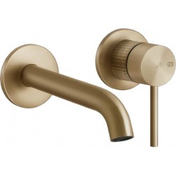 Wash basin tap Wall-mounted - external part 2 holes mixer Without waste, color: Bronze 17,1-20,1cm material: Brass surface: Brushed Wall-mounted - external part