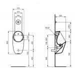 Ουρητήριο 31,5x30x64 επίτοιχο Με εντοιχιζόμενη βαλβίδα, χρώμα: Λευκό Επίτοιχα