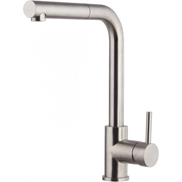 Kitchen tap Deck-mounted material: Inox with shower, color: Chrome surface: Brushed Deck-mounted