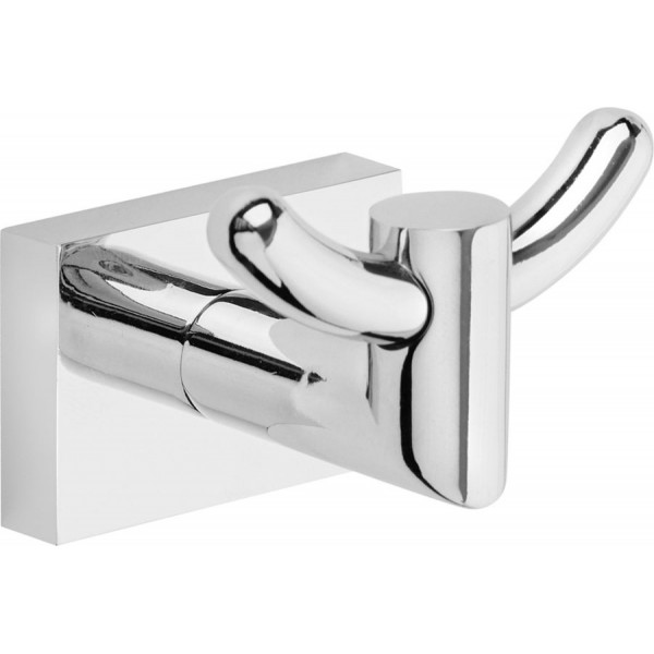 Hook double Flat wall mounted material: Brass, color: Chrome surface: Glossy Hook double Flat wall mounted material: Brass, color: Chrome surface: Glossy Hooks