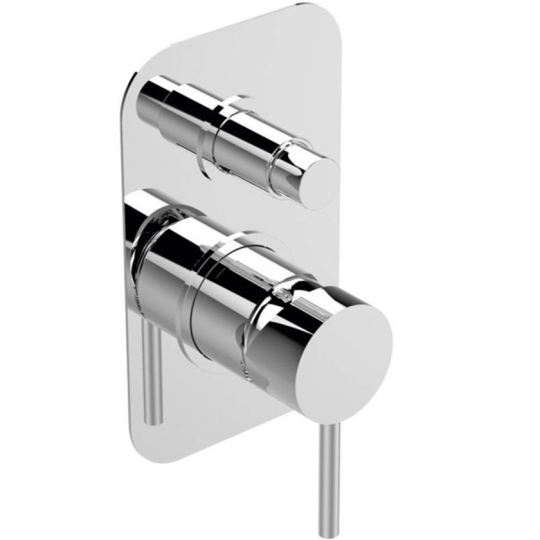 Shower tap Wall-mounted concealed - complete set 2 way material: Brass mixer With plate without hand shower, hose and holder, color: Chrome surface: Glossy Wall-mounted - external part