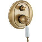 Shower tap Wall-mounted concealed - complete set 2 way material: Brass mixer With plate without hand shower, hose and holder, color: Bronze surface: Brushed Wall-mounted - external part Shower tap Wall-mounted concealed - complete set 2 way material: Brass mixer With plate without hand shower, hose and holder, color: Bronze surface: Brushed Wall-mounted - external part