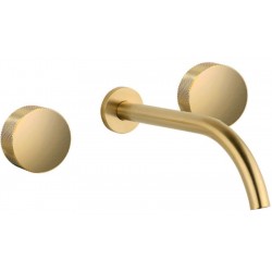 Μπαταρία νιπτήρος εντοιχιζόμενη κομπλέ 3 οπών από ορείχαλκο χωρίς βαλβίδα 18cm, Brushed Gold, χρώμα: Χρυσό επιφάνεια: Βουρτσισμένη Εντοιχιζόμενες εξωτερικό μέρος