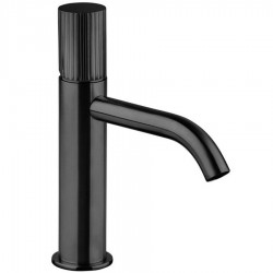 Μπαταρία νιπτήρος επικαθήμενη αναμεικτική από ορείχαλκο με βαλβίδα push-open  Black Brushed, χρώμα: Μαύρο επιφάνεια: Βουρτσισμένη Επικαθήμενες