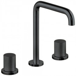 Μπαταρία νιπτήρος επικαθήμενη 2 λαβών από ορείχαλκο υψηλή χωρίς βαλβίδα Black Brushed, χρώμα: Μαύρο επιφάνεια: Βουρτσισμένη Επικαθήμενες