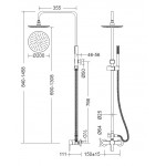 Shower tap with showerpipe and overhead shower Wall-mounted material: Brass mixer, color: Chrome surface: Glossy Shower tap with showerpipe and overhead shower Wall-mounted material: Brass mixer, color: Chrome surface: Glossy