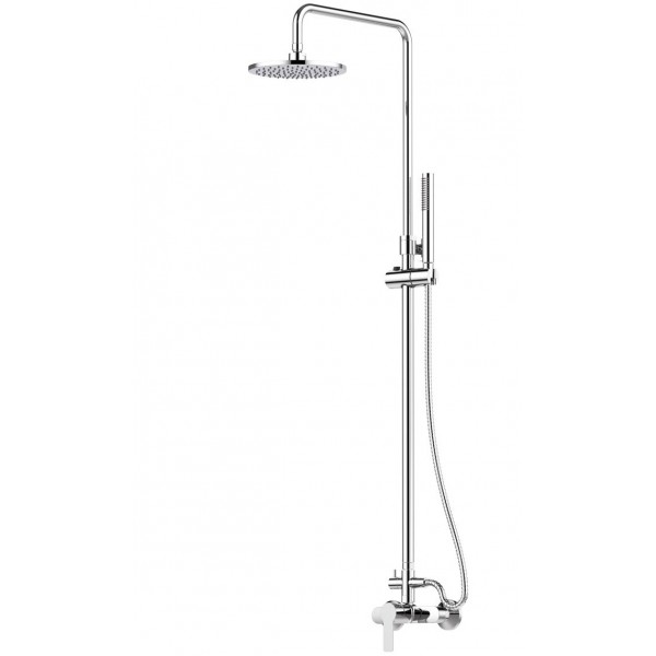Shower tap with showerpipe and overhead shower Wall-mounted material: Brass mixer, color: Chrome surface: Glossy Shower tap with showerpipe and overhead shower Wall-mounted material: Brass mixer, color: Chrome surface: Glossy
