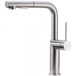 Kitchen tap Deck-mounted material: Inox with shower, color: Chrome surface: Brushed Deck-mounted
