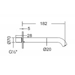 Εκροή (στόμιο) 18,2cm επίτοιχος τύπος Black Brushed από inox, χρώμα: Μαύρο επιφάνεια: Βουρτσισμένη