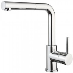 Kitchen tap Deck-mounted material: Brass with shower, color: Chrome surface: Glossy Deck-mounted