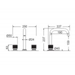 Μπαταρία νιπτήρος επικαθήμενη 2 λαβών από ορείχαλκο με βαλβίδα push-open  υψηλή Antique Brass, χρώμα: Μπρονζέ επιφάνεια: Βουρτσισμένη Επικαθήμενες
