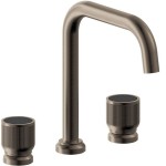 Wash basin tap Deck-mounted dual-level L size material: Brass With push-open waste set, color: Black surface: Brushed Deck-mounted