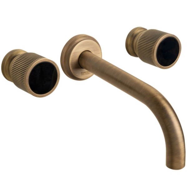 Wash basin tap Wall-mounted concealed - complete set 3 holes material: Brass Without waste, color: Bronze surface: Brushed Wall-mounted - external part Wash basin tap Wall-mounted concealed - complete set 3 holes material: Brass Without waste, color: Bronze surface: Brushed Wall-mounted - external part