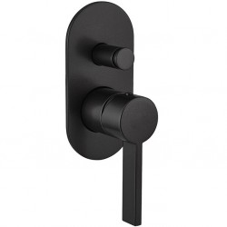 Shower tap Wall-mounted concealed - complete set 2 way material: Brass mixer With plate without hand shower, hose and holder, color: Black surface: Matt Wall-mounted - external part