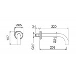 Spout (Nozzle) 20,8cm Wall-mounted material: Brass, color: Gold surface: Brushed Bath spouts Spout (Nozzle) 20,8cm Wall-mounted material: Brass, color: Gold surface: Brushed Bath spouts