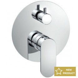 Shower tap Wall-mounted concealed - complete set 2 way material: Brass mixer With plate without hand shower, hose and holder, color: Chrome surface: Glossy Wall-mounted - external part