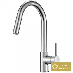 Kitchen tap Deck-mounted material: Brass with shower C-Spout, color: Chrome surface: Glossy Deck-mounted