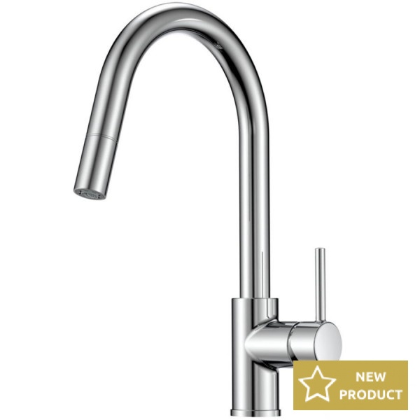 Kitchen tap Deck-mounted material: Brass with shower C-Spout, color: Chrome surface: Glossy Deck-mounted Kitchen tap Deck-mounted material: Brass with shower C-Spout, color: Chrome surface: Glossy Deck-mounted