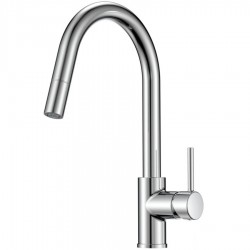 Kitchen tap Deck-mounted material: Brass with shower C-Spout, color: Chrome surface: Glossy Deck-mounted