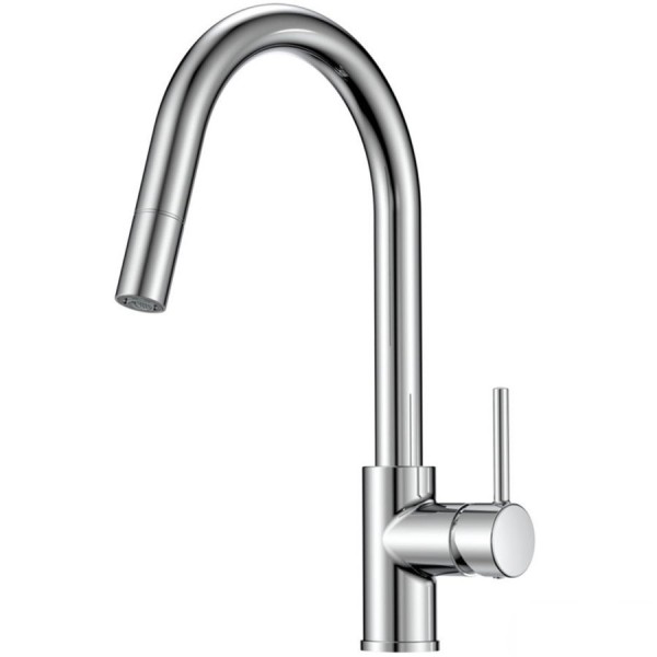Kitchen tap Deck-mounted material: Brass with shower C-Spout, color: Chrome surface: Glossy Deck-mounted Kitchen tap Deck-mounted material: Brass with shower C-Spout, color: Chrome surface: Glossy Deck-mounted