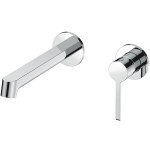 Wash basin tap Wall-mounted concealed - complete set 2 holes material: Brass Without waste 19,1cm, color: Chrome surface: Glossy Wall-mounted - external part Wash basin tap Wall-mounted concealed - complete set 2 holes material: Brass Without waste 19,1cm, color: Chrome surface: Glossy Wall-mounted - external part