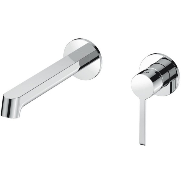 Wash basin tap Wall-mounted concealed - complete set 2 holes material: Brass Without waste 19,1cm, color: Chrome surface: Glossy Wall-mounted - external part Wash basin tap Wall-mounted concealed - complete set 2 holes material: Brass Without waste 19,1cm, color: Chrome surface: Glossy Wall-mounted - external part
