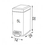Waste bin 14x29x32cm material: Inox 5 lt Closed Floor standing, color: Chrome surface: Brushed Dustbins Waste bin 14x29x32cm material: Inox 5 lt Closed Floor standing, color: Chrome surface: Brushed Dustbins