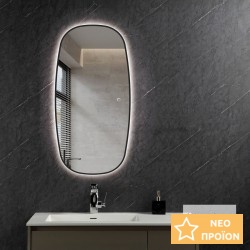 Καθρέπτης, σχήμα: Κάψουλα 45x95 από ορείχαλκο με φωτισμό LED & πλαίσιο, χρώμα: Μαύρο Καθρέπτες μπάνιου