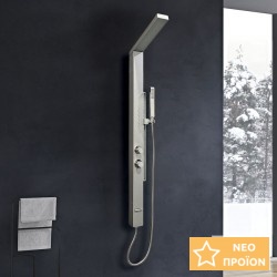 Στήλη ντους με υδρομασάζ Θερμοστατική, 4 εξόδων Satin 1,40m 130cm, χρώμα: Χρωμέ επιφάνεια: Σατινέ Με υδρομασάζ