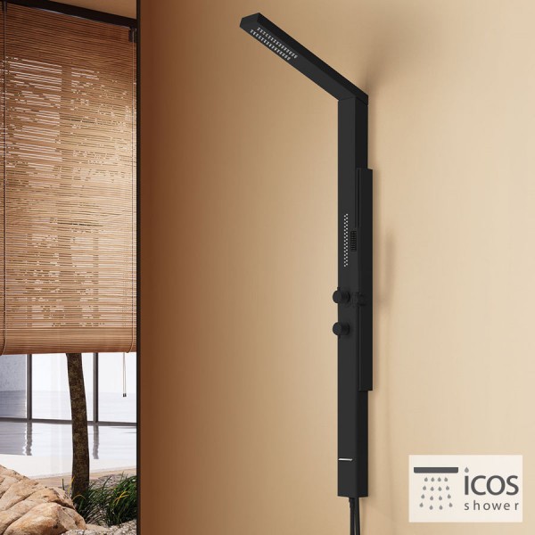 Equipped shower column 140cm, color: Black surface: Matt