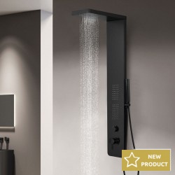 Equipped shower column 130cm, color: Black surface: Matt
